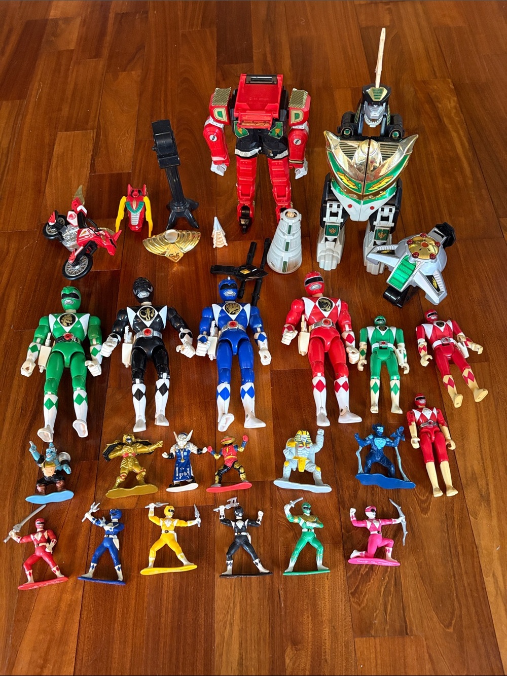 Vintage 1990s Power Rangers Figures and Accessories Toy Set